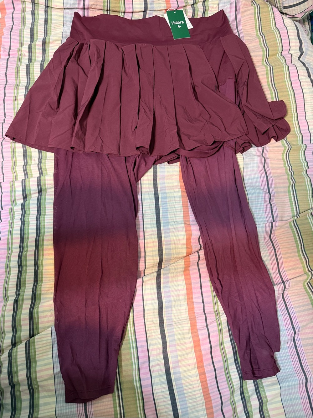 NWT Halara Breezeful Pleated 2-in-1 Skirted Leggings Amaranth, $28